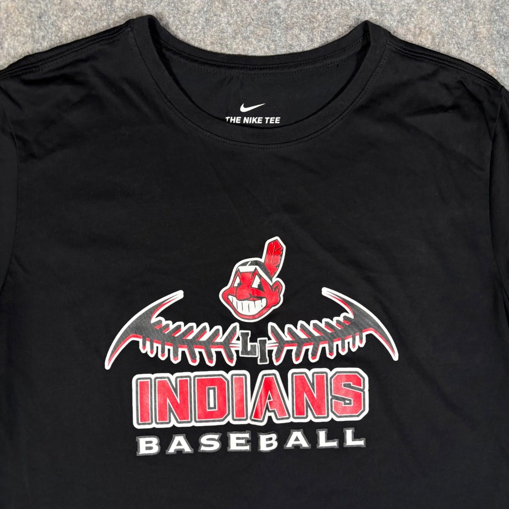 Nike Indians Chief Wahoo T-Shirt LI Wantagh Long Island Baseball Mens L Dri-FIT - Picture 2 of 10